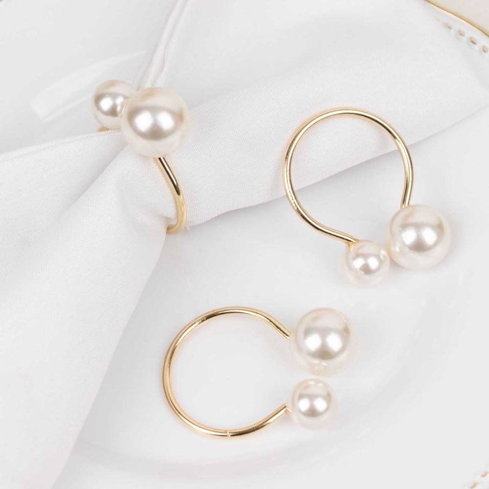 Gold and Pearl Napkin Ring Holders (50)